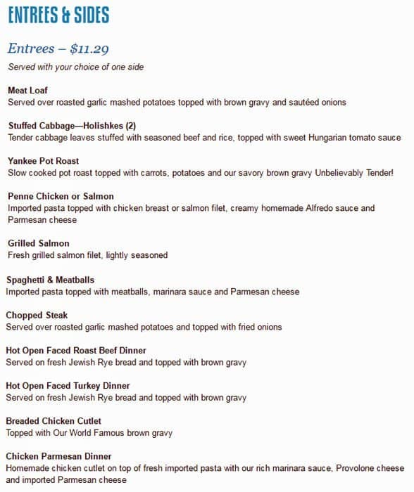 Menu at Katz's restaurant, Houston, 616 Westheimer Rd