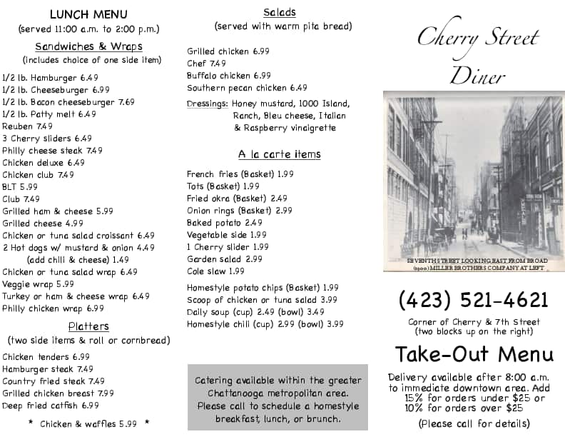 Cherry Street Diner Menu, Menu for Cherry Street Diner, Chattanooga