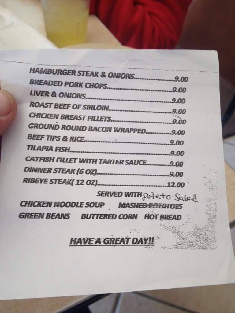Menu at Steak House Cafe, Tatum