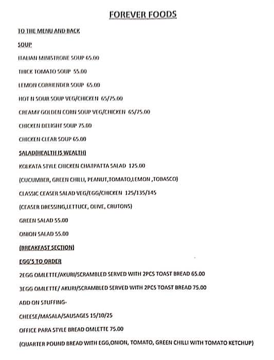 Forever Foods menu
