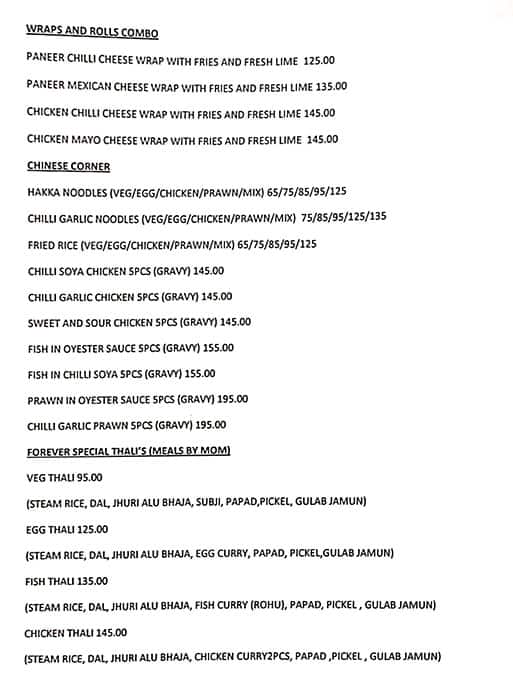 Forever Foods menu