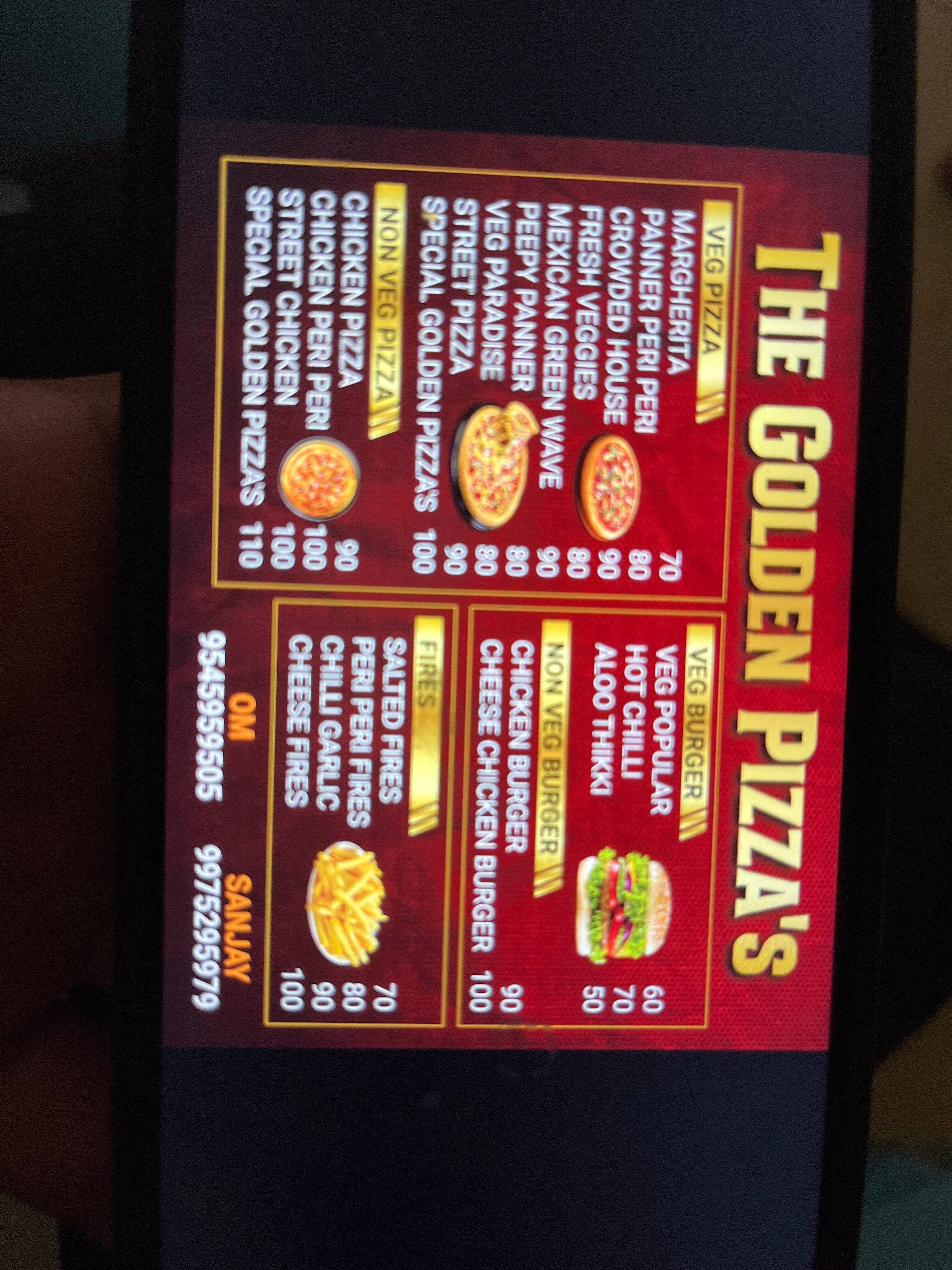 Menu of The Golden Pizza's, Senapati Bapat Road, Pune