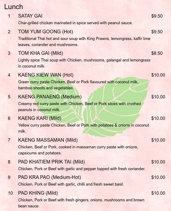 Basil Thai Menu, Menu for Basil Thai, Mt Eden, Auckland Menumania/Zomato