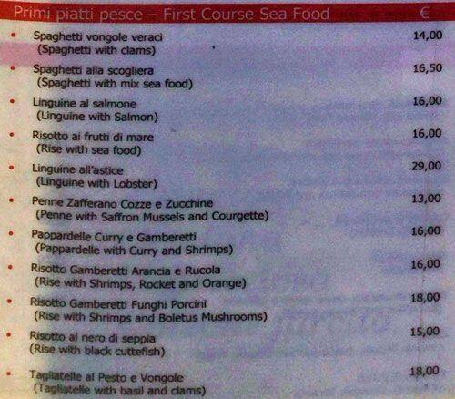Menu di Belvedere 