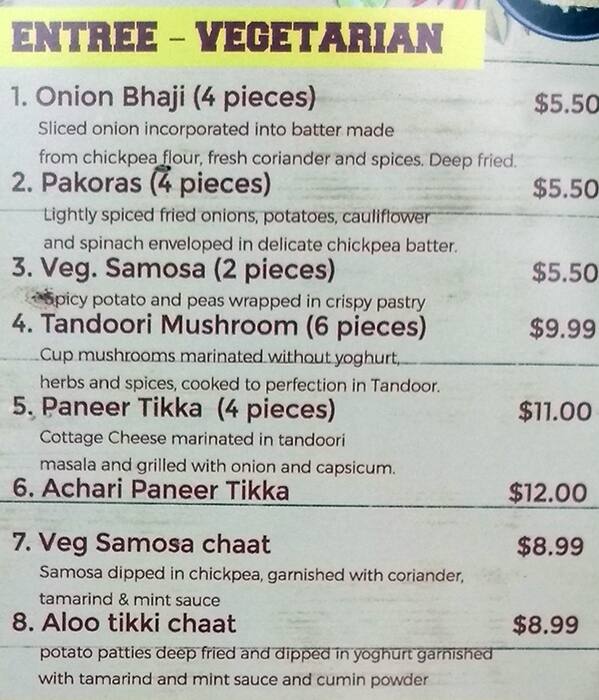 Haweli menu