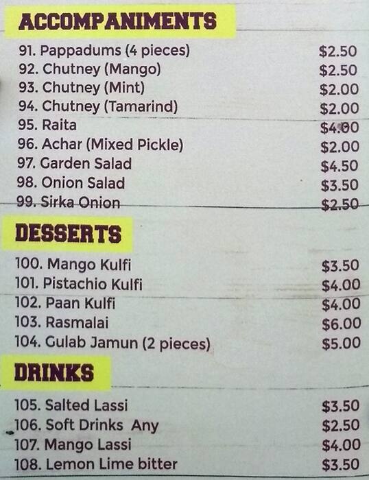 Haweli menu