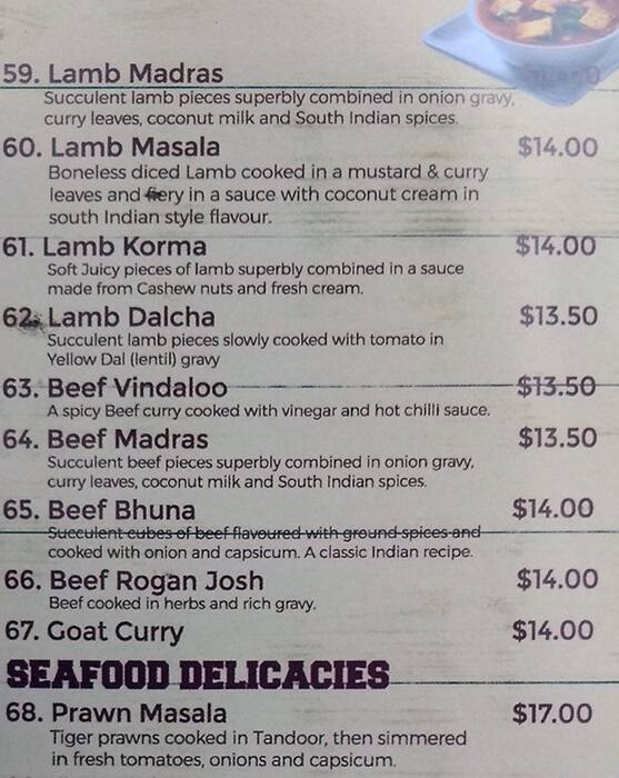 Haweli menu
