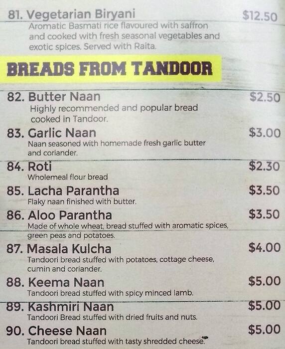Haweli menu