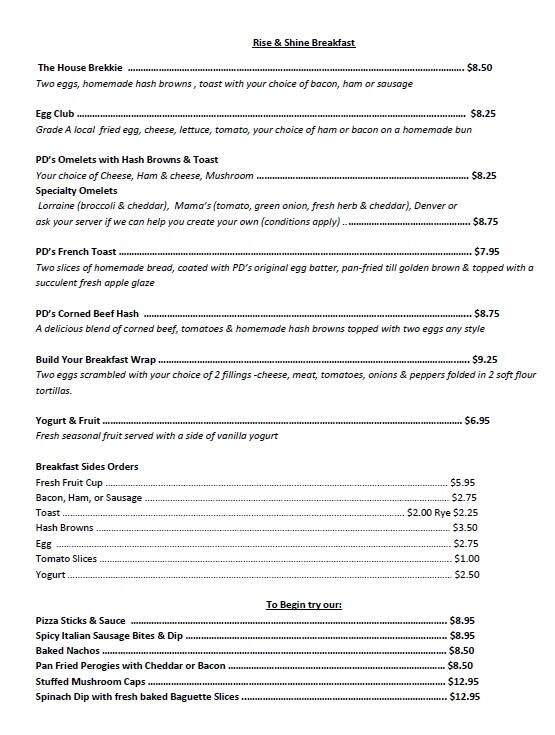 PD's menu