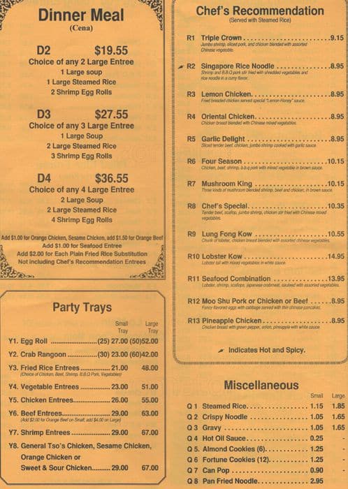 Menu At Chinese Kitchen Restaurant Chicago N Milwaukee Ave L