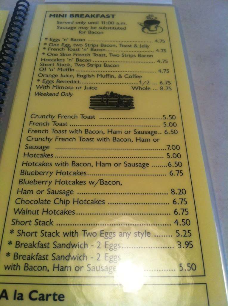 Menu at Sande's Restaurant, Delray Beach