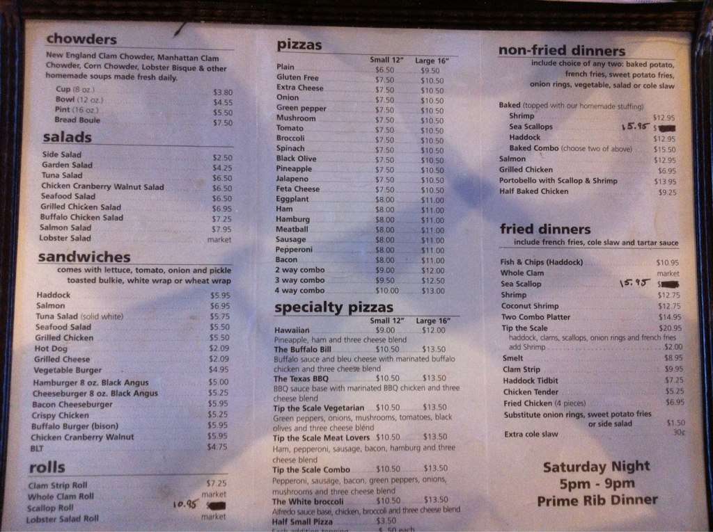 Scales Seafood & Ice Cream menu Urbanspoon/Zomato