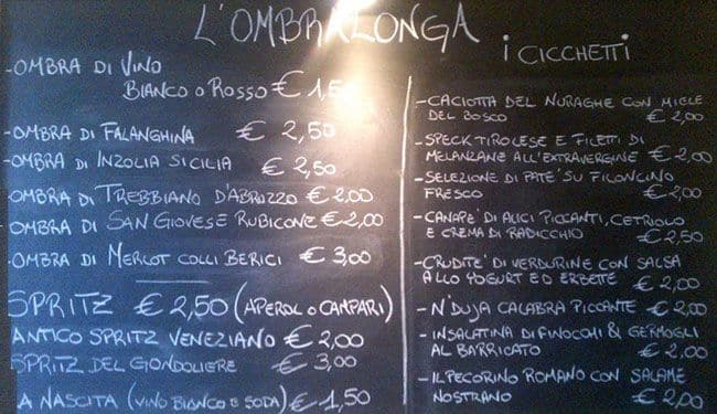 Menu di L'Ombralonga 