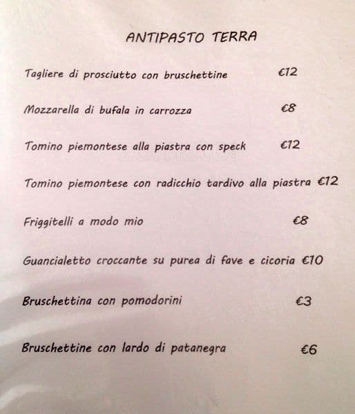 Menu di Locanda Filomarino 