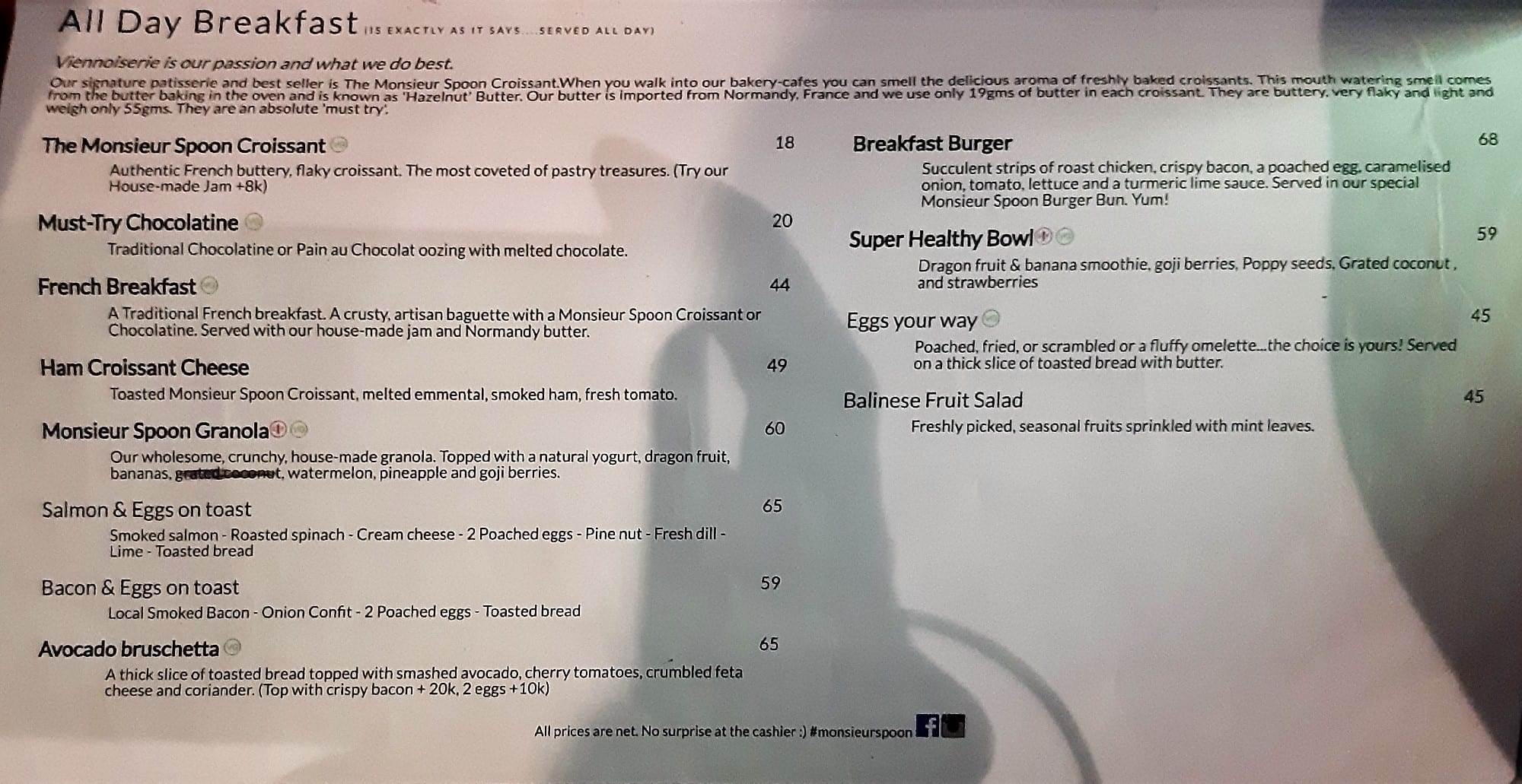 Monsieur Spoon Menu, Menu for Monsieur Spoon, Canggu, Bali Zomato