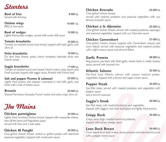 Saggio Menu, Menu for Saggio, Ehden, Zgharta Zomato Lebanon