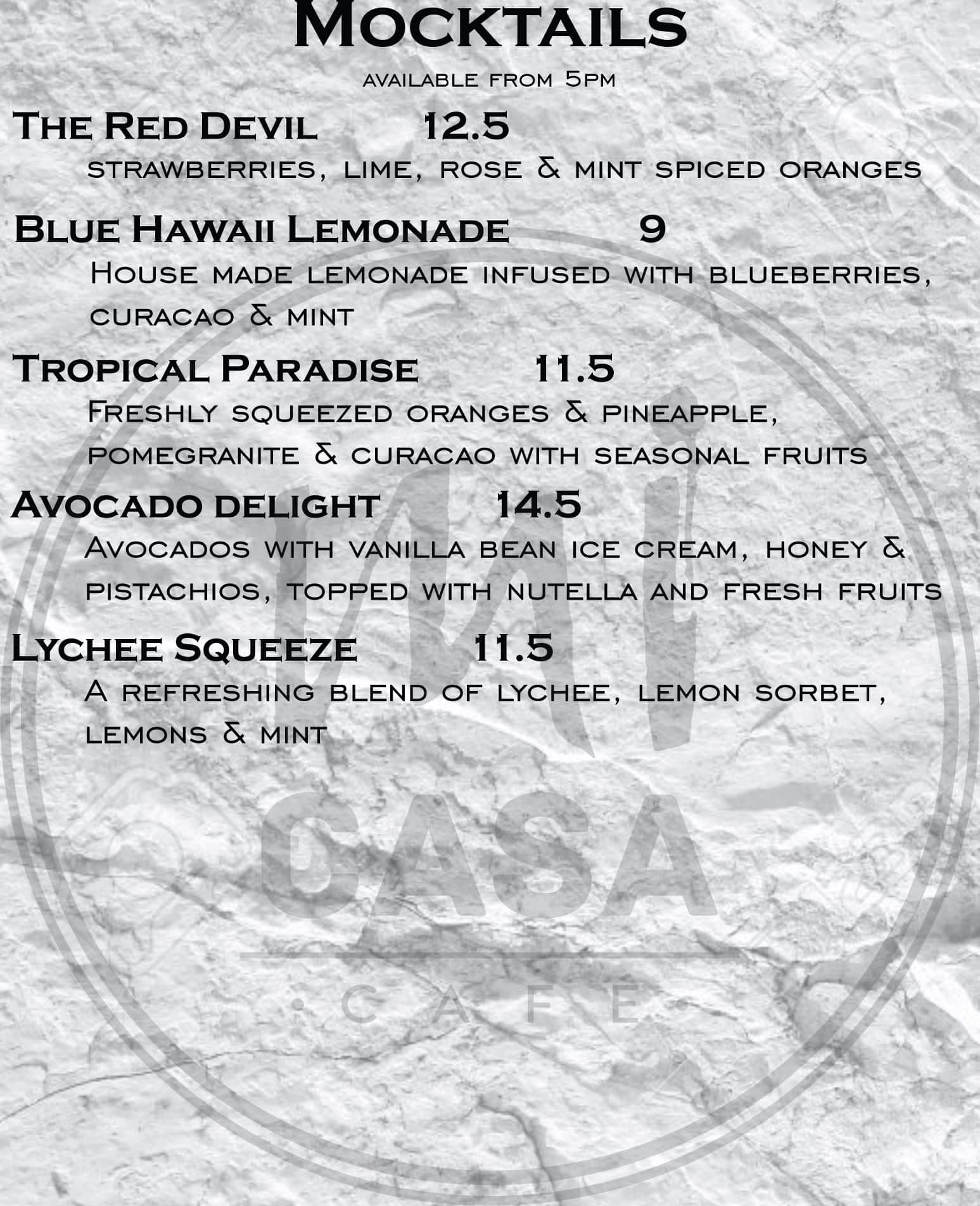 Menu at Mi Casa Cafe, Underwood