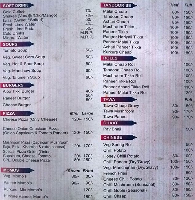 Menu of Desi Tadka Family Resturant, Rohini, New Delhi