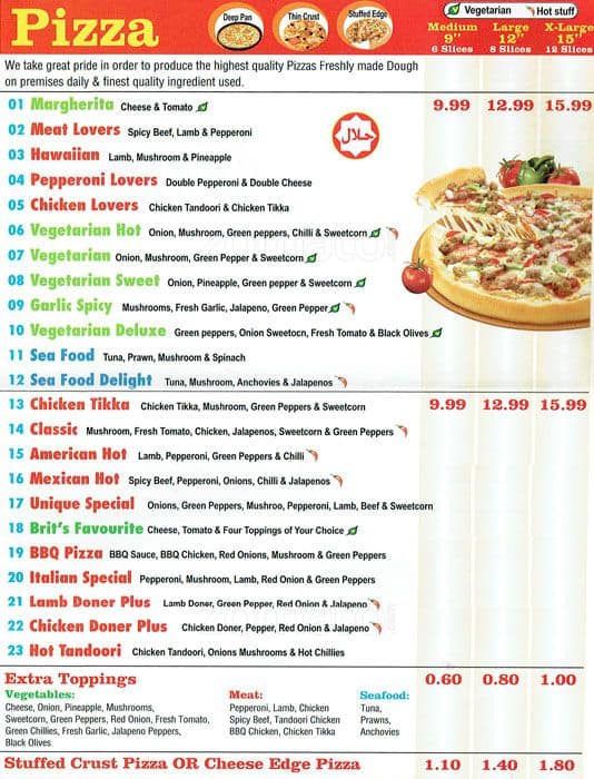 Unique - Pizza & Kebab Centre Menu - Zomato UK