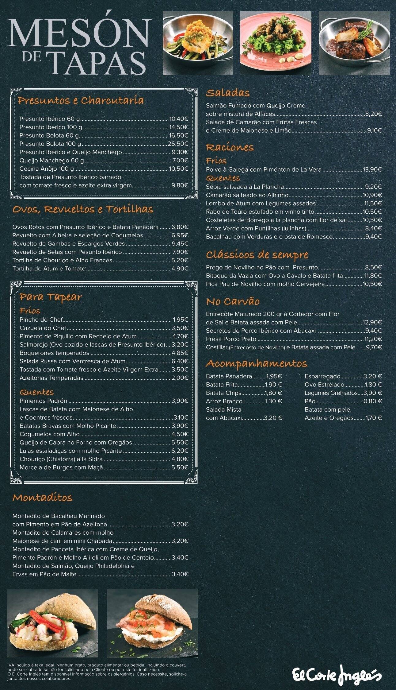 Meson De Tapas El Corte Ingles Menu