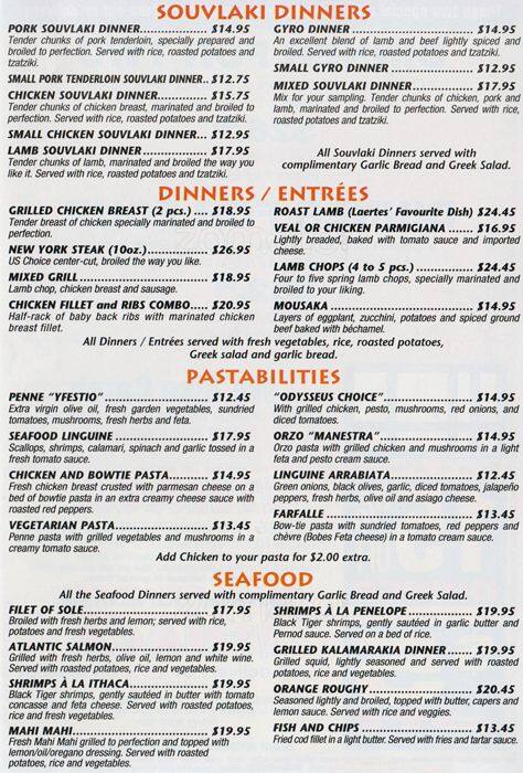 Ithaca меню