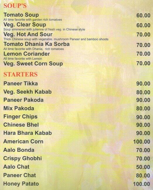 Zaika Menu, Menu for Zaika, Mansarovar, Jaipur Zomato