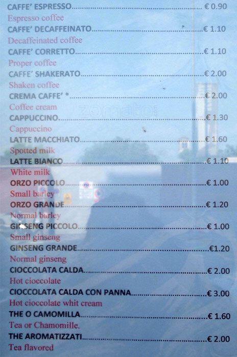 Menu di Daniel e il Caffè Milano 