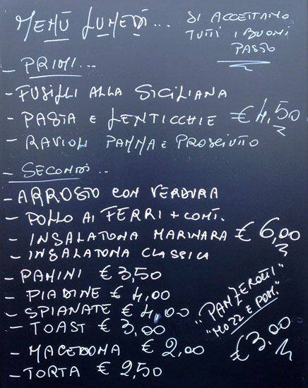 Menu di Daniel e il Caffè Milano 