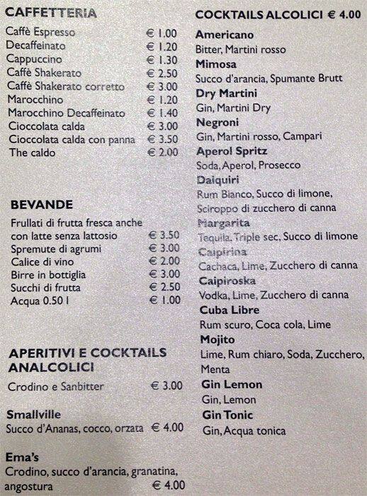 Menu di Ema's Coffee Bar 