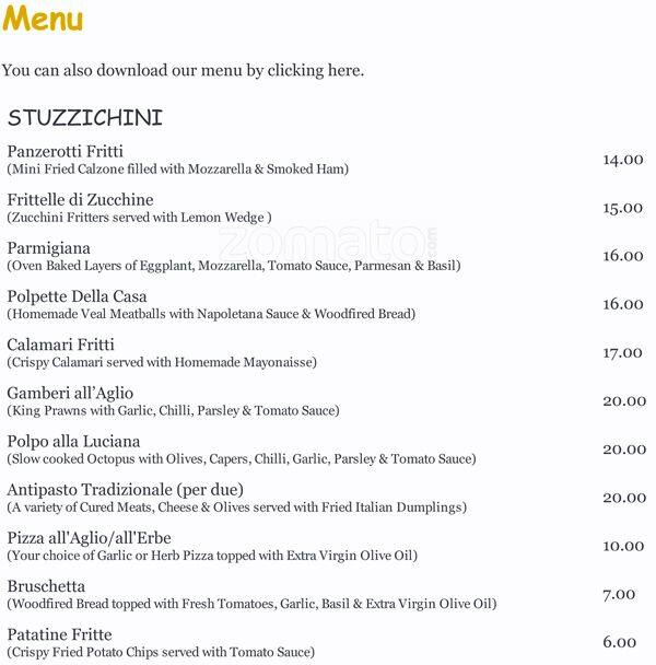 margarita pizza menu