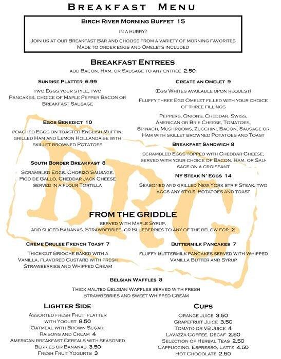Birch River Grill Menu, Menu for Birch River Grill, Arlington Heights
