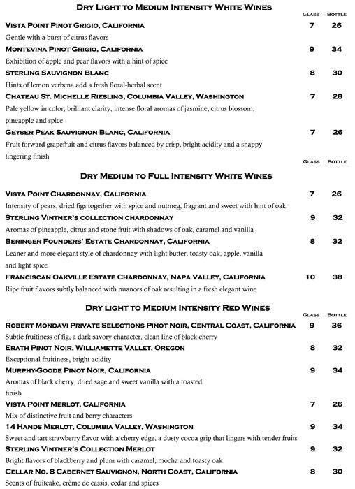 Menu at Birch River Grill restaurant, Arlington Heights