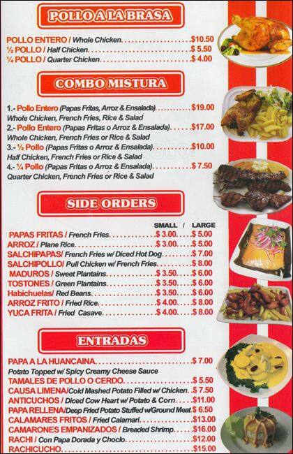 menu at mistura peruana restaurant new york city jamaica ave