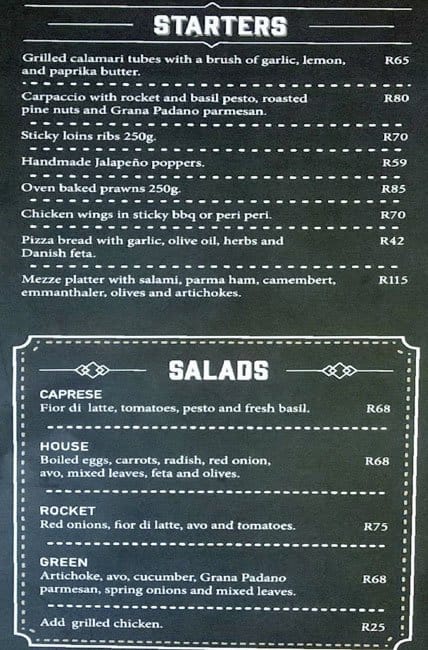 Menu At Copper Club Plattekloof Cape Town Shop No 5