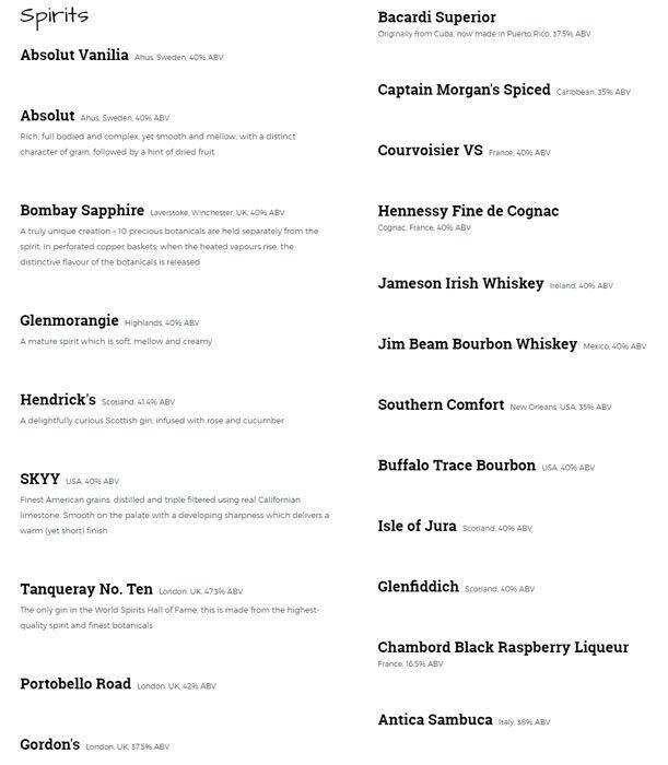 Menu at Wetherspoons, London, Unit 5