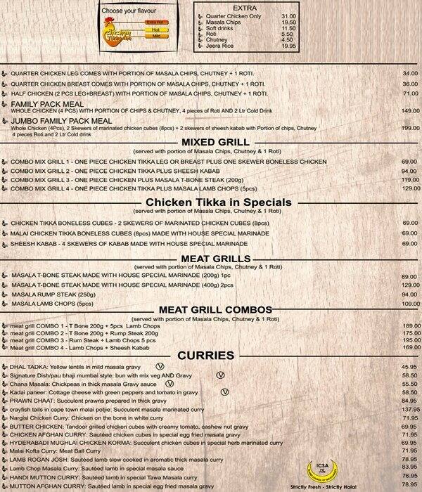 Chicken Tikka Inn Menu, Menu for Chicken Tikka Inn, Crawford, Cape Town Zomato SA