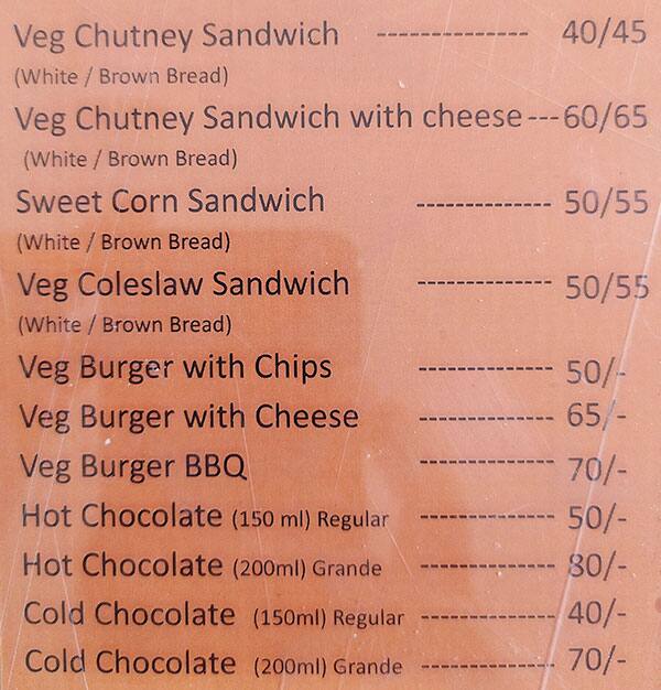 The Cake Connection menu