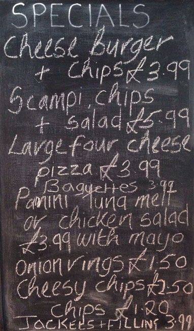 Church Inn menu