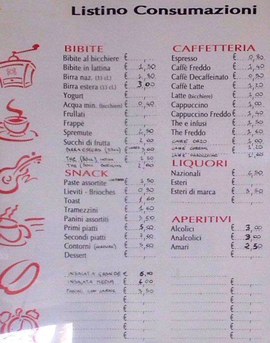 Menu di Bar Landi 