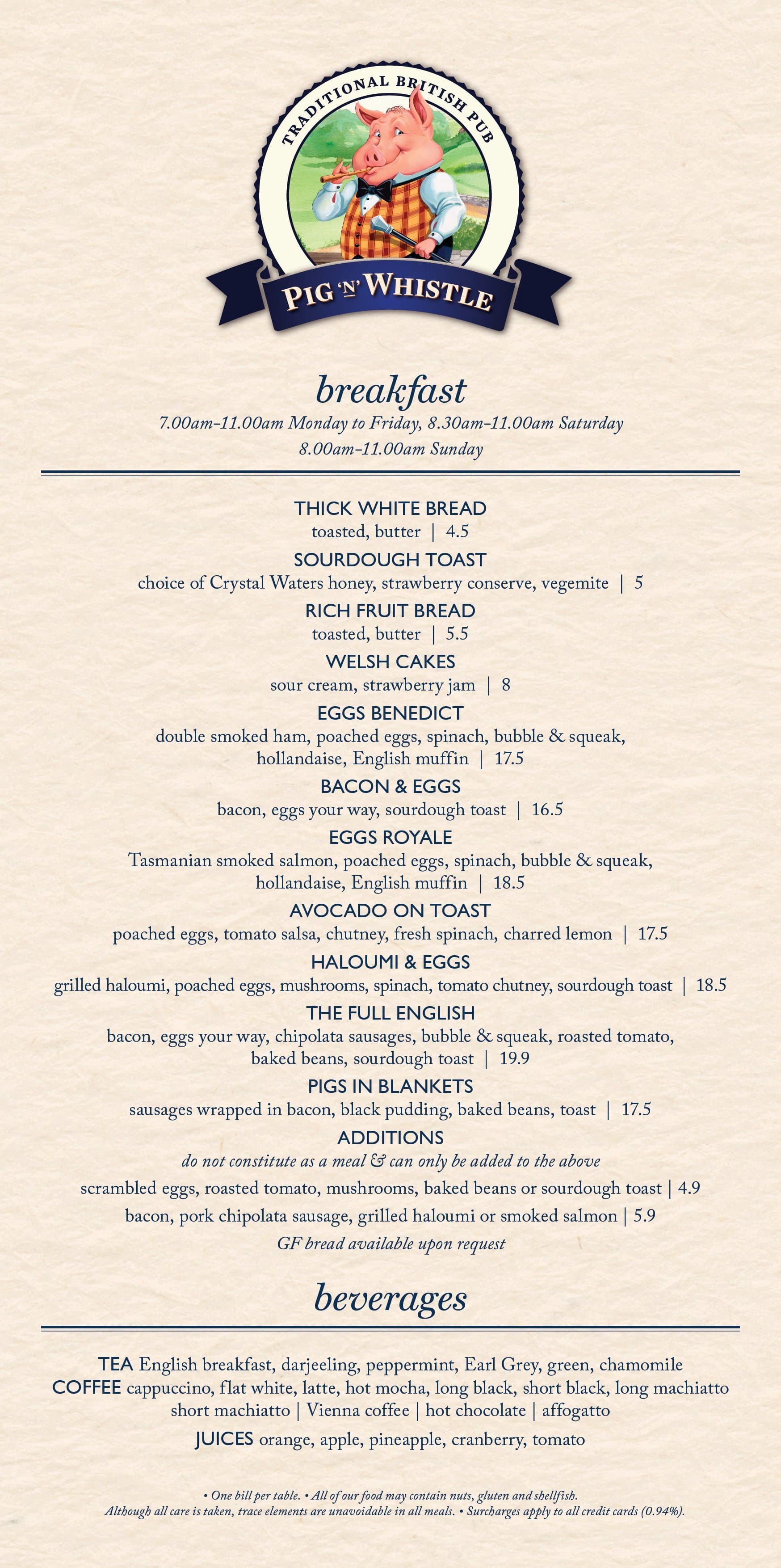 Pig 'N' Whistle Riverside Menu Urbanspoon/Zomato