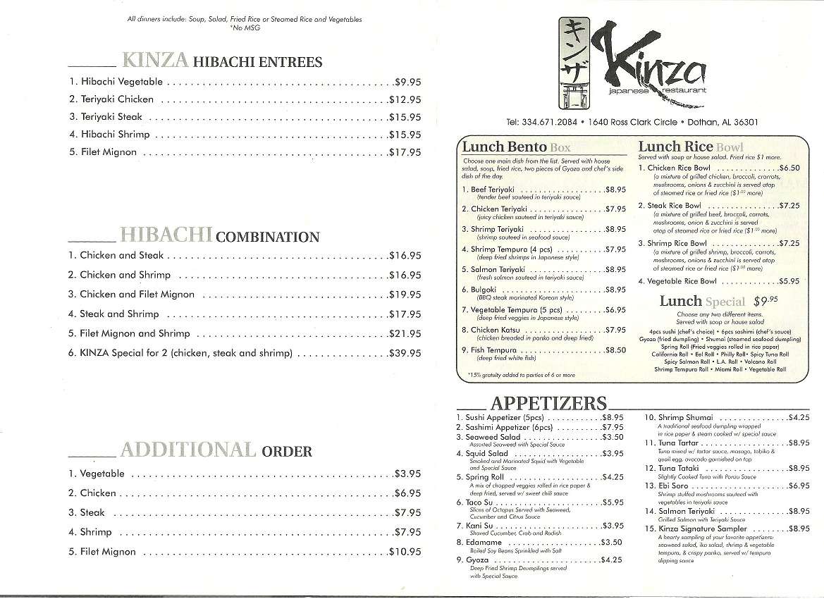 Menu At Kinza Restaurant Dothan Menu At Kinza Restaurant Dothan