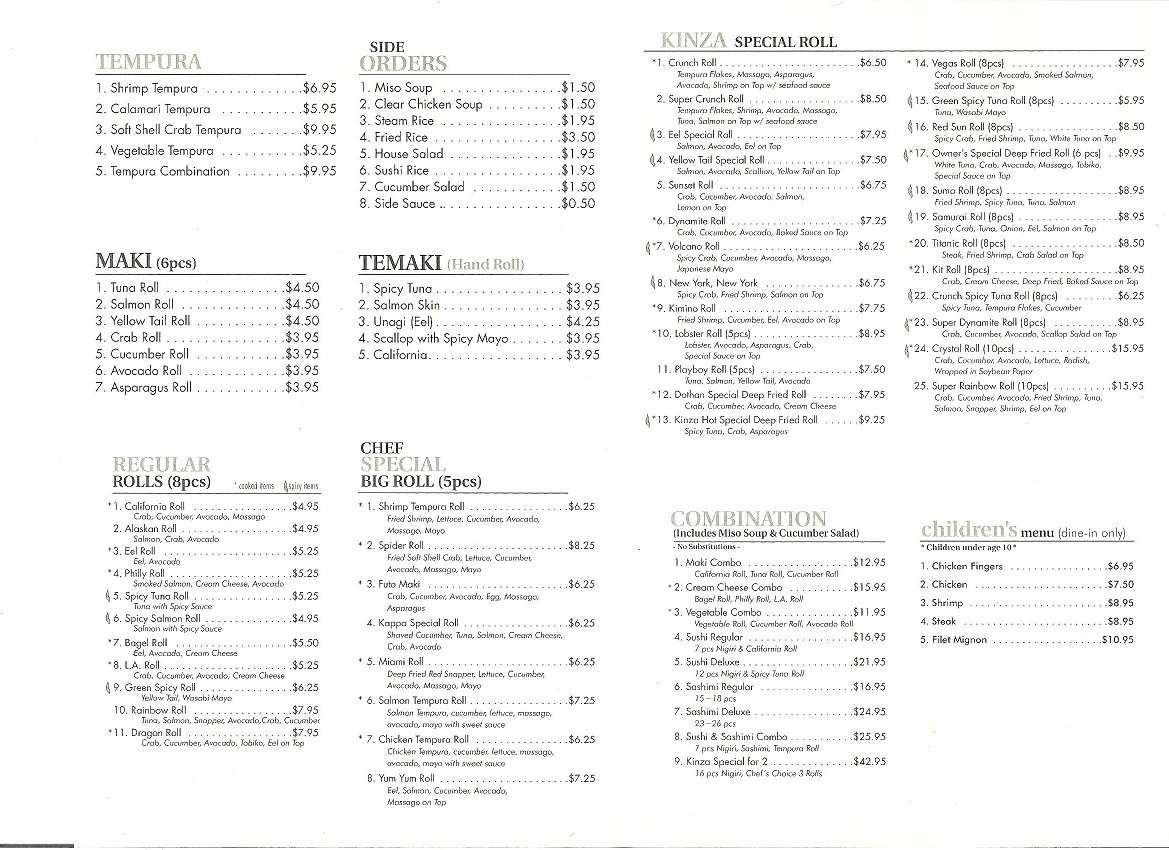 Menu At Kinza Restaurant Dothan Menu At Kinza Restaurant Dothan