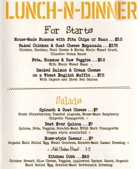 Start Restaurant menu