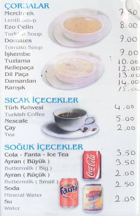 Hadee Köfte.Ciḡer.Çorba menü