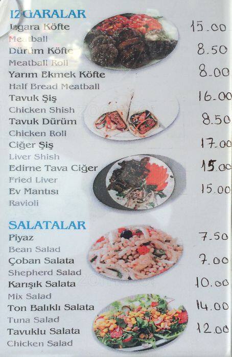Hadee Köfte.Ciḡer.Çorba menü
