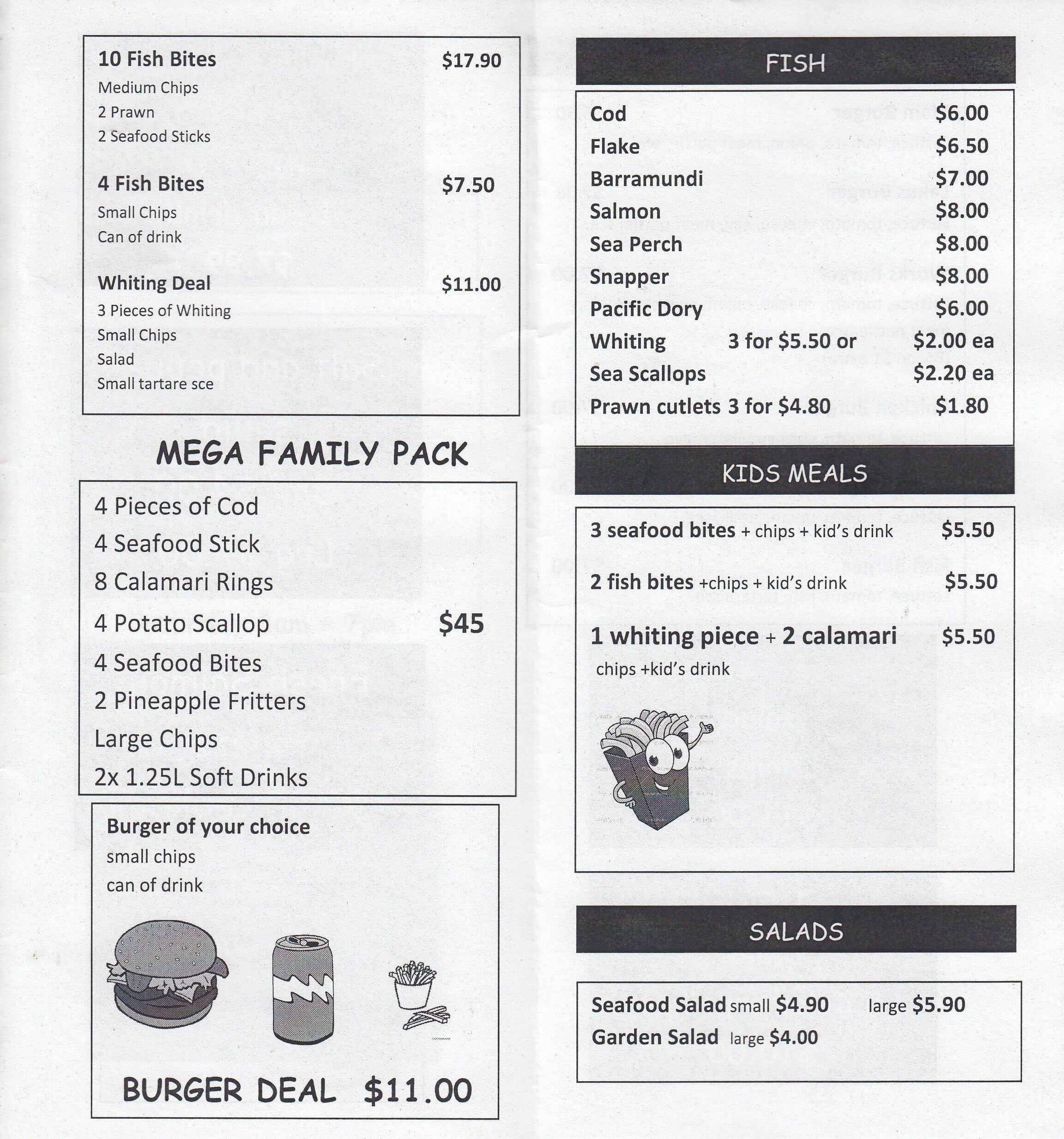 Menu at Lakes Seafood restaurant, Forest Lake, Shop 29/235 Forest Lake Blvd