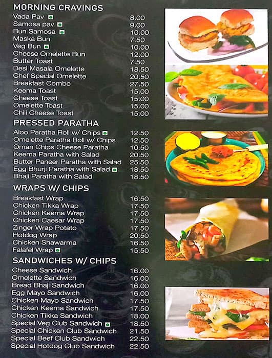 Menu of Cha Cha Chai Trade Centre Area Dubai