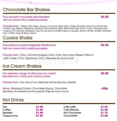 Cookies & Cream Menu, Menu for Cookies & Cream, Whitechapel, London