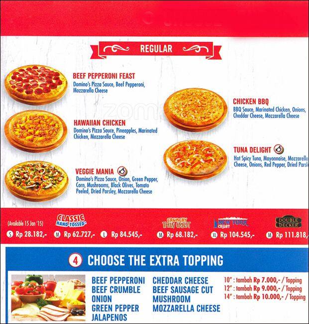 Dominos Pizza Menu Menu For Dominos Pizza Cimanggis