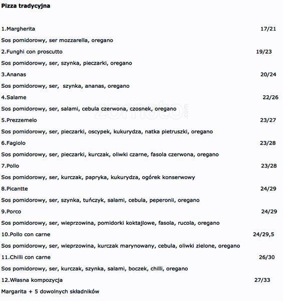 Menu at Pan & Cake Pizzeria Creperia, Kraków